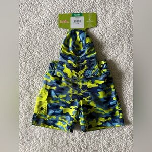 UV Skinz Boys Camo Swim Trunks & Sun Hat Set 12/18 Months New with Tags